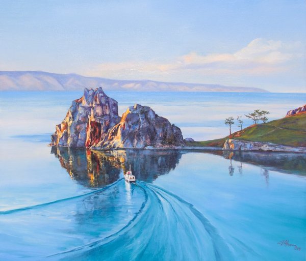 Скала Шаманка Байкал живопись