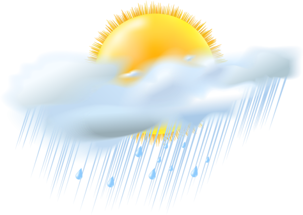 Солнце в тучах на прозрачном фоне