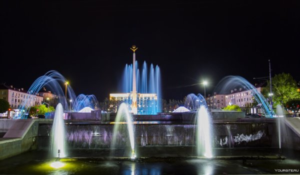 Город Кокшетау Казахстан фонтаны