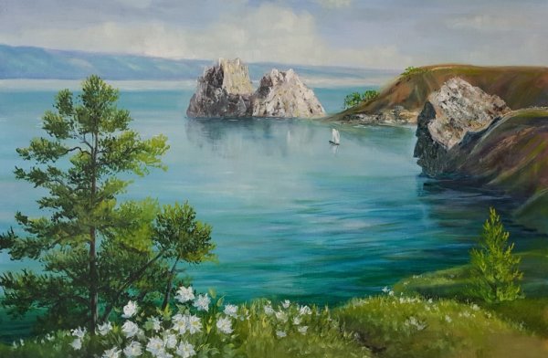 Скала Шаманка Байкал живопись