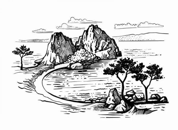 Пейзажи с озером Байкал графические