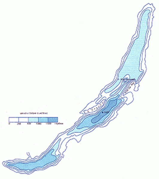 Карта глубин озера Байкал