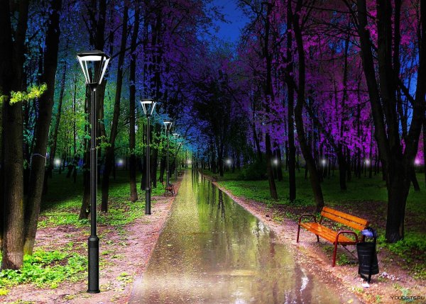 Парк аллея светильники
