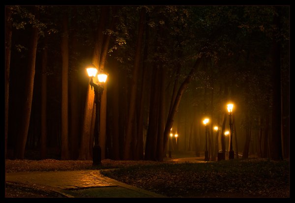 Уличный фонарь ночью