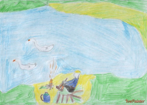 Нарисовать иллюстрацию к эпизоду Васюткино озеро