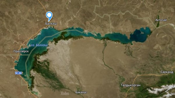Озеро Балхаш на карте Казахстана