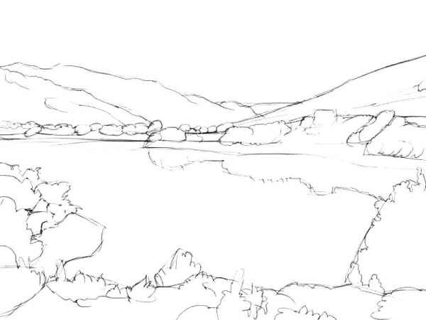 Озеро раскраска