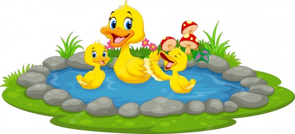 Утки на пруду вектор