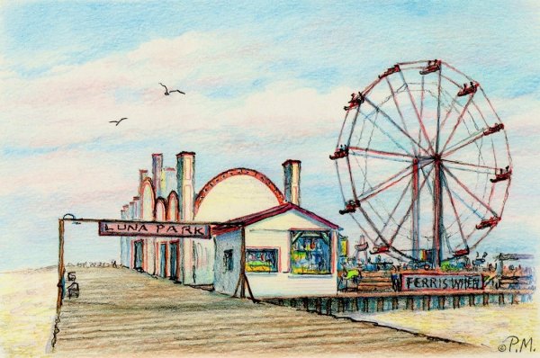 Рисование парк аттракционов