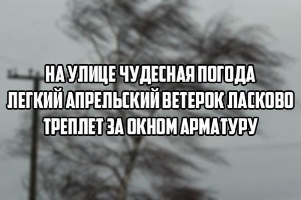 Лёгкий апрельский ветерок треплет за окном арматуру