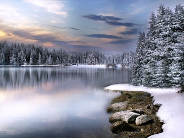 Зимний пейзаж озеро