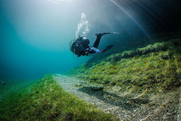 Австрия зеленое озеро подводный парк