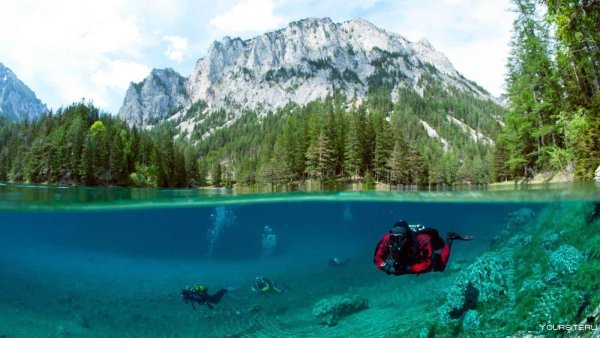 Озеро парк Грюнер Австрия весной