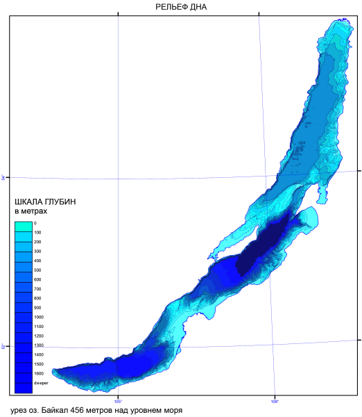 Карта глубин озера Байкал