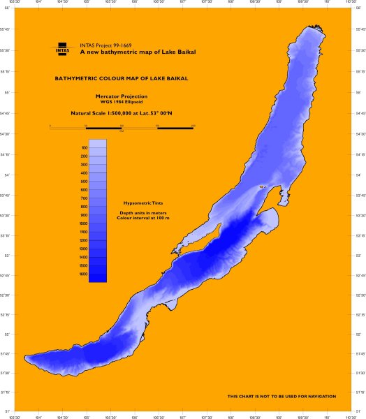 Схема глубин озера Байкал