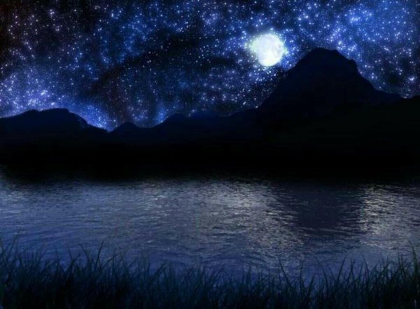 Ночное небо на озере