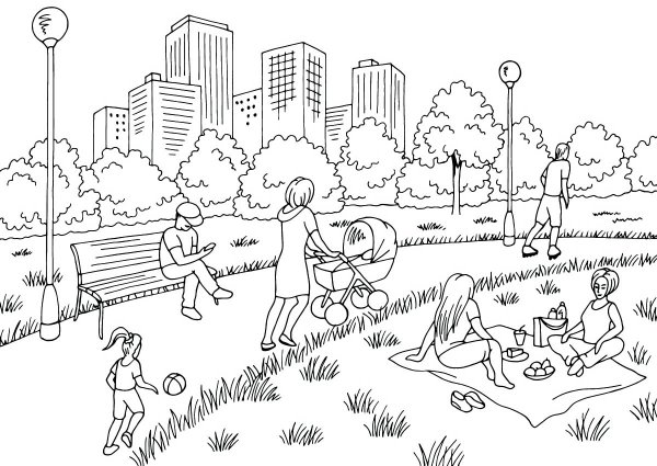 Раскраска городской парк
