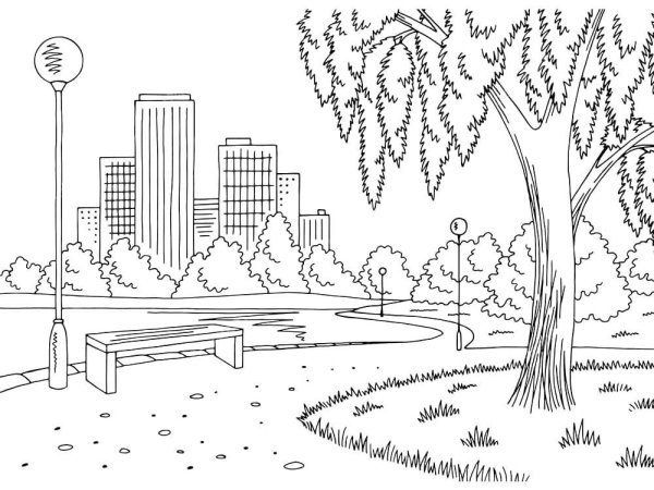 Городской пейзаж для раскрашивания