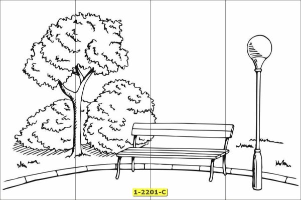 Раскраска парк с деревьями