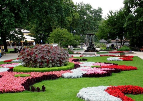 Парк Горького цветник с фонтаном