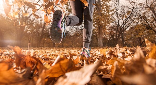 Человек бежит осенью