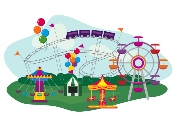 Аттракционы на белом фоне