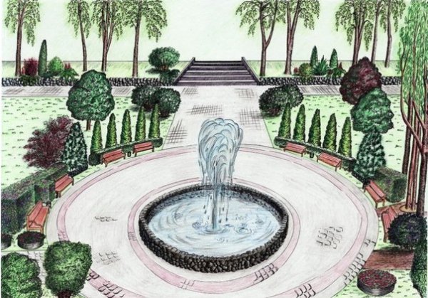 Фонтан в перспективе