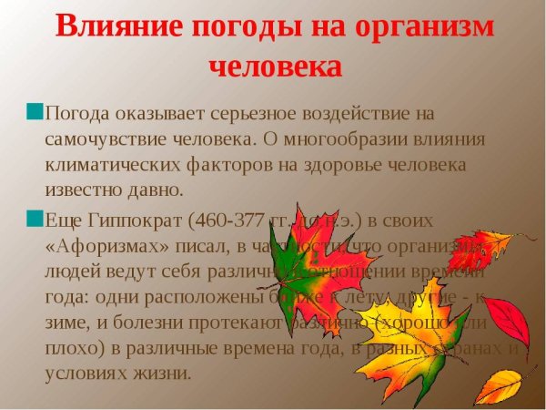 Как погода влияет на здоровье человека