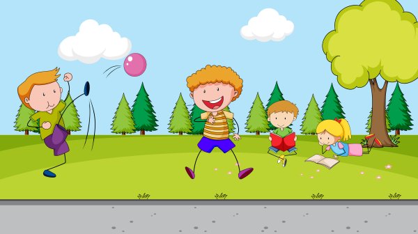 Рисунок играющие дети на улице