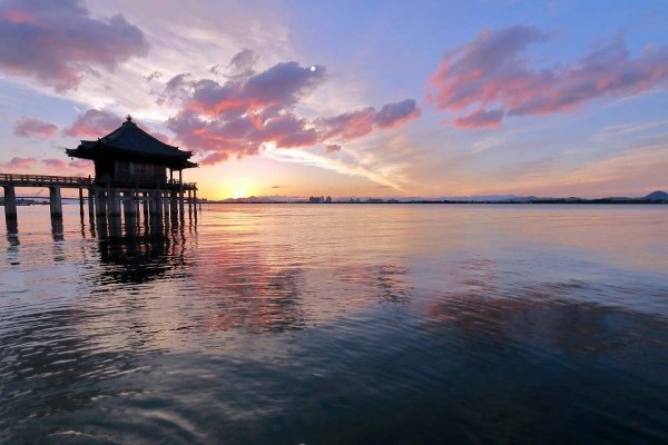 Sunset at Lake Biwa in Japan