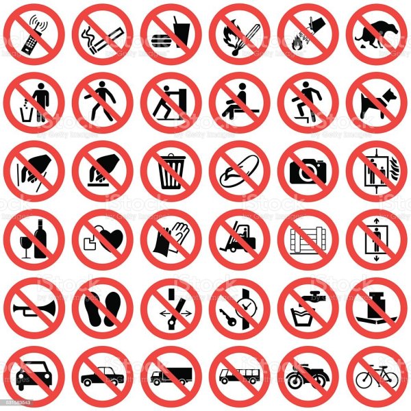 Запрещающие знаки в помещении