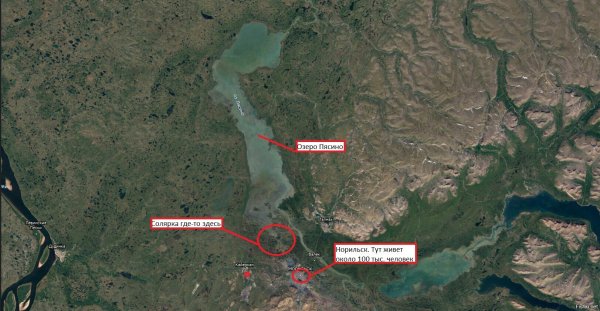Озеро Пясино Норильск на карте