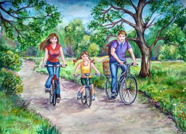 Рисование семья на прогулке