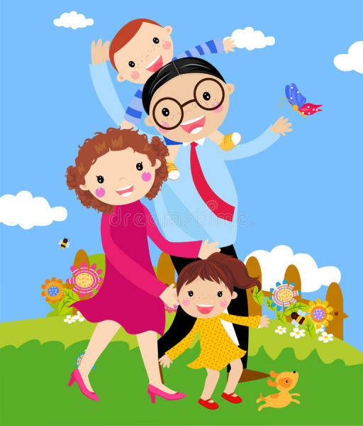 Прогулка с семьёй мультяшно