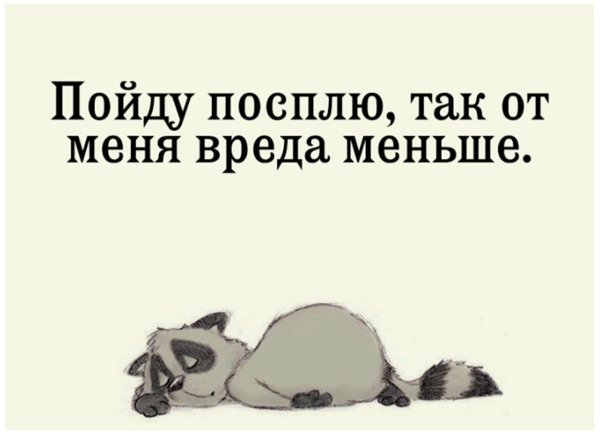Пойду посплю так от меня вреда меньше
