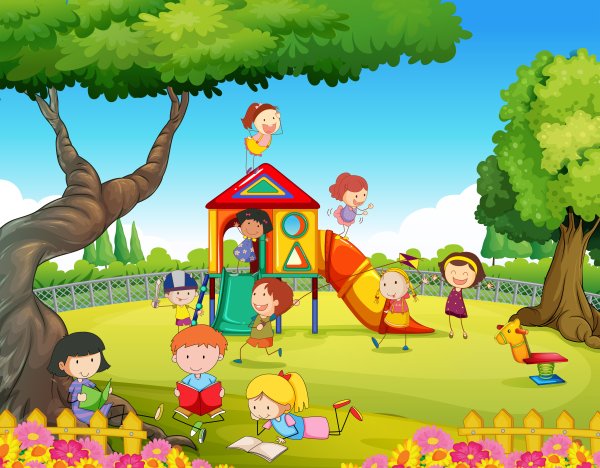 Прогулка в детском саду мультяшное