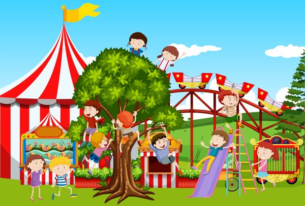 Детский парк развлечений вектор