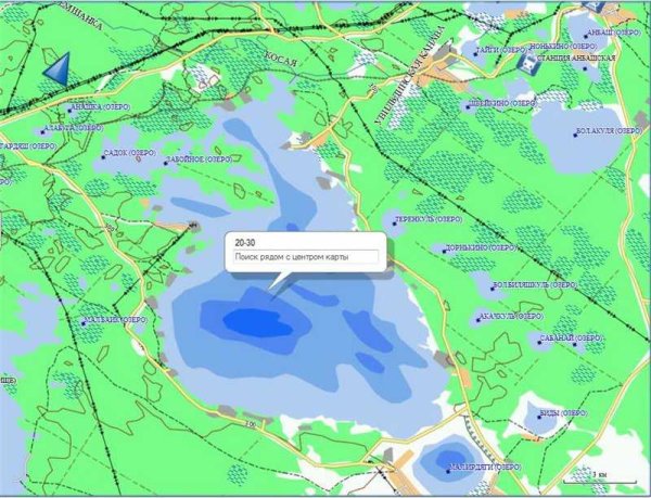 Карта глубин Аргазинского водохранилища