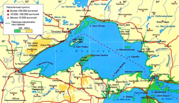 Верхнее озеро на карте