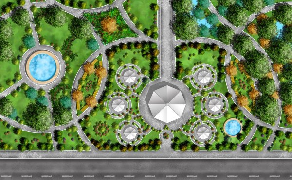 Пейзажный парк вид сверху