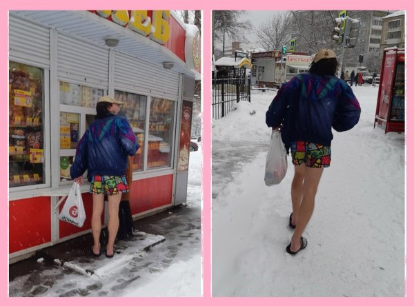 Зимой в тапочках на улице