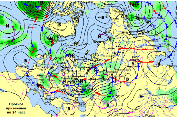 Синоптическая карта Восточной Европы