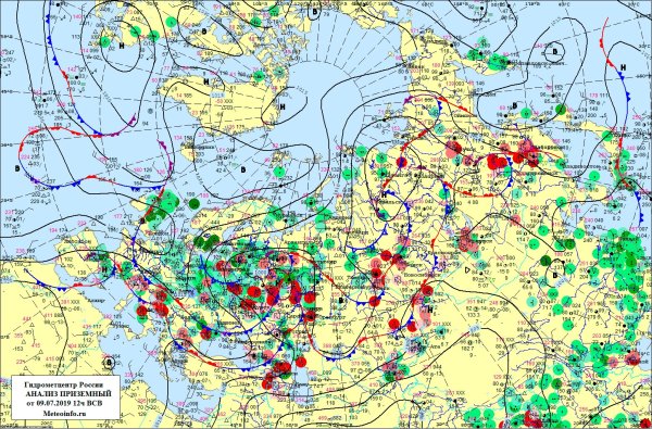 Погодная карта Москвы