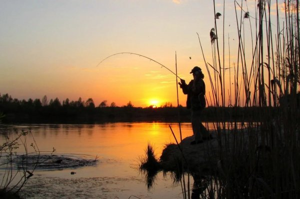 Рыбак на озере