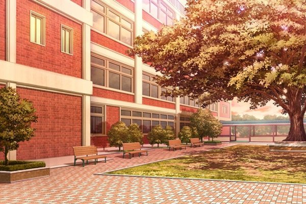 Школьный двор аниме