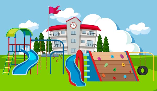 Дети на площадке мультяшное