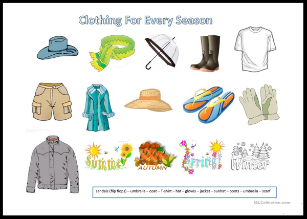 Английский времена года и одежда