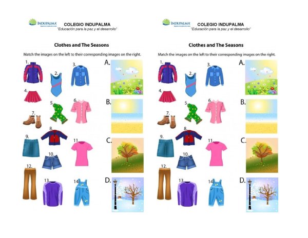 Одежда и времена года на английском языке