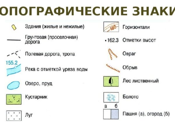 Условные обозначения на топографической карте 6 класс география