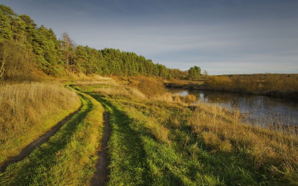 Проселочная дорога вдоль реки